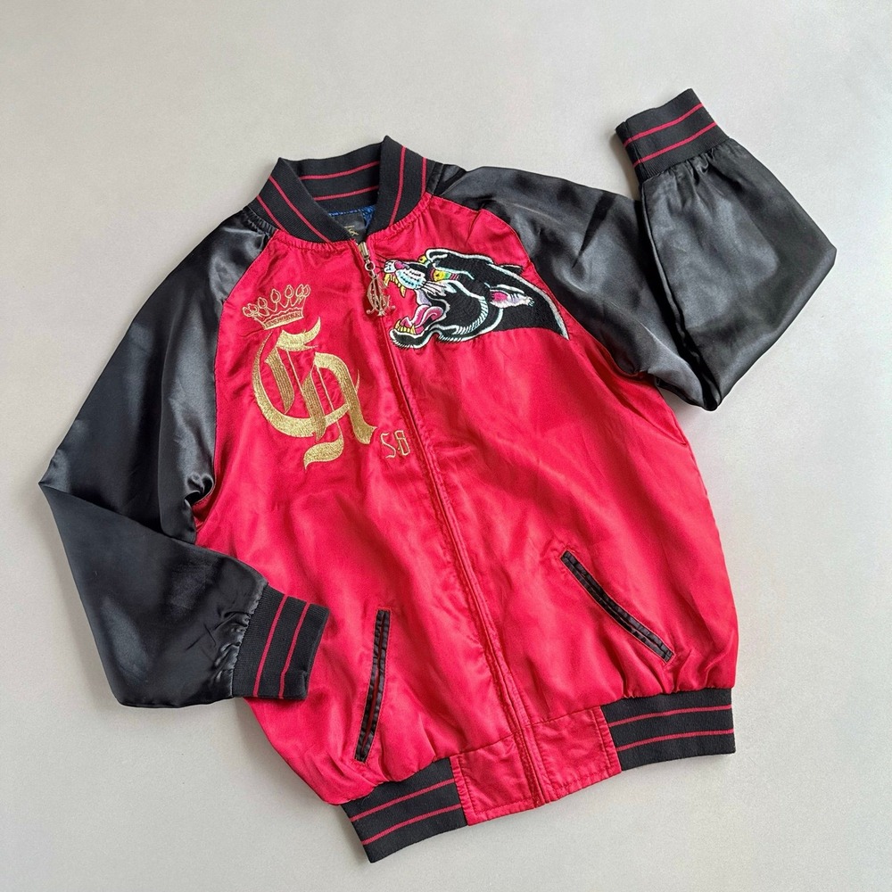 Christian Audigier Kids Y2K Panther Satin Bomber Jacket Boys 5/6 (Fits Like 8) - Picture 2 of 16